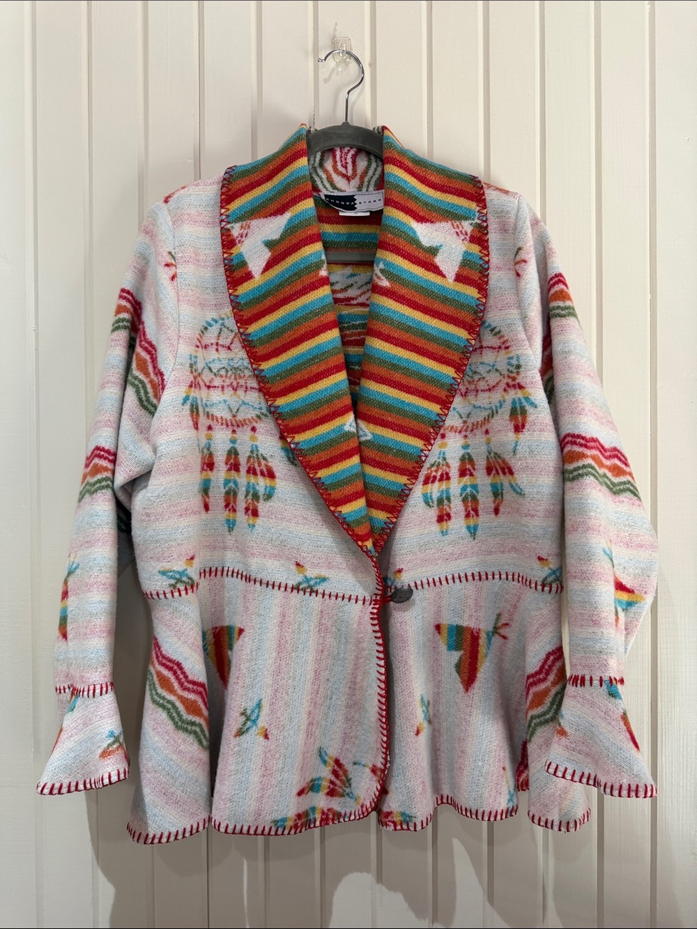 Rhonda Stark Women's Multicolor Stripe Shawl Collar Cardigan Sweater XL